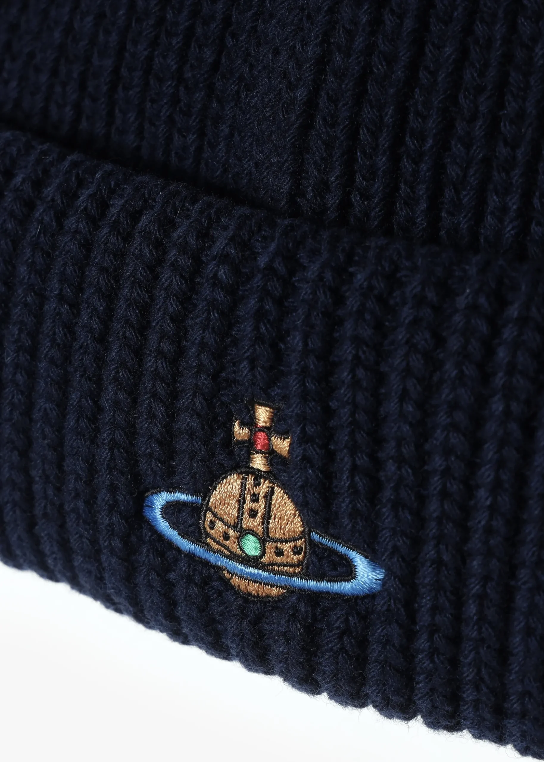 Unisex Sporty Recycled Wool Navy Blue Orb Beanie Hat