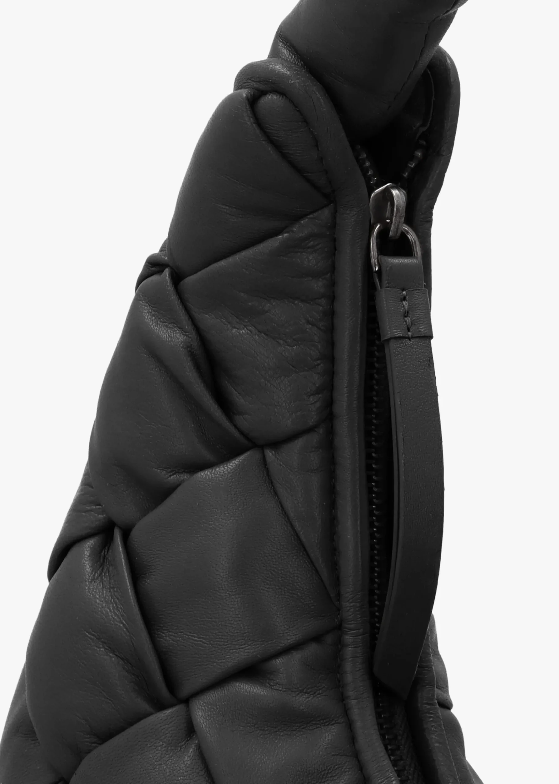 Veave Black Leather Woven Shoulder Bag
