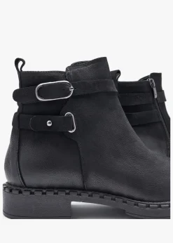 Venus Black Leather Ankle Boots