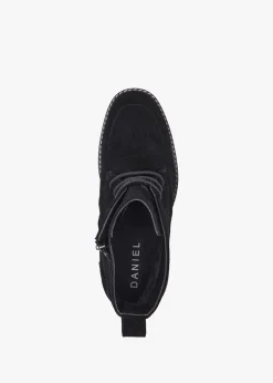 Vesta Black Suede Lace Up Block Heel Ankle Boots