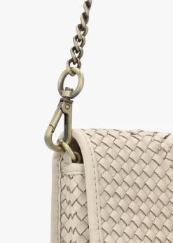 Viffie Cream Leather Woven Cross-Body Bag