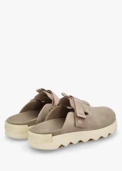 Viibe Omega Taupe Honey White Suede Clogs