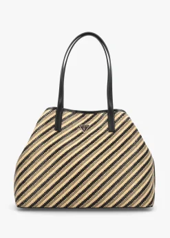 Vikky II Natural Black Beachy Tote Bag
