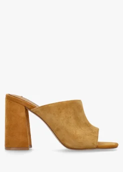Villa Loki Mustard Suede Block Heel Mules
