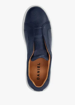 Viola Navy Tumbled Leather Low Profile Trainers