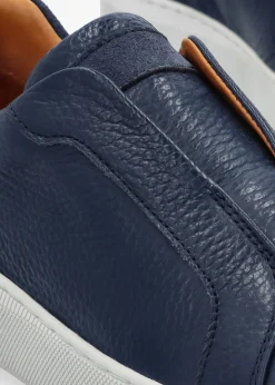 Viola Navy Tumbled Leather Low Profile Trainers