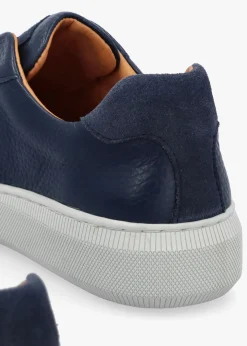 Viola Navy Tumbled Leather Low Profile Trainers
