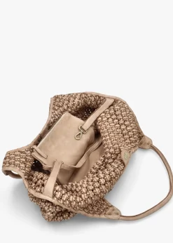 Vobo Slouchy Woven Beige Leather Hobo Bag