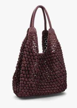 Vobo Slouchy Woven Burgundy Metallic Leather Hobo Bag