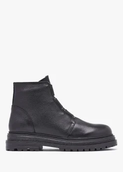 Vulcan Black Leather Ankle Boots