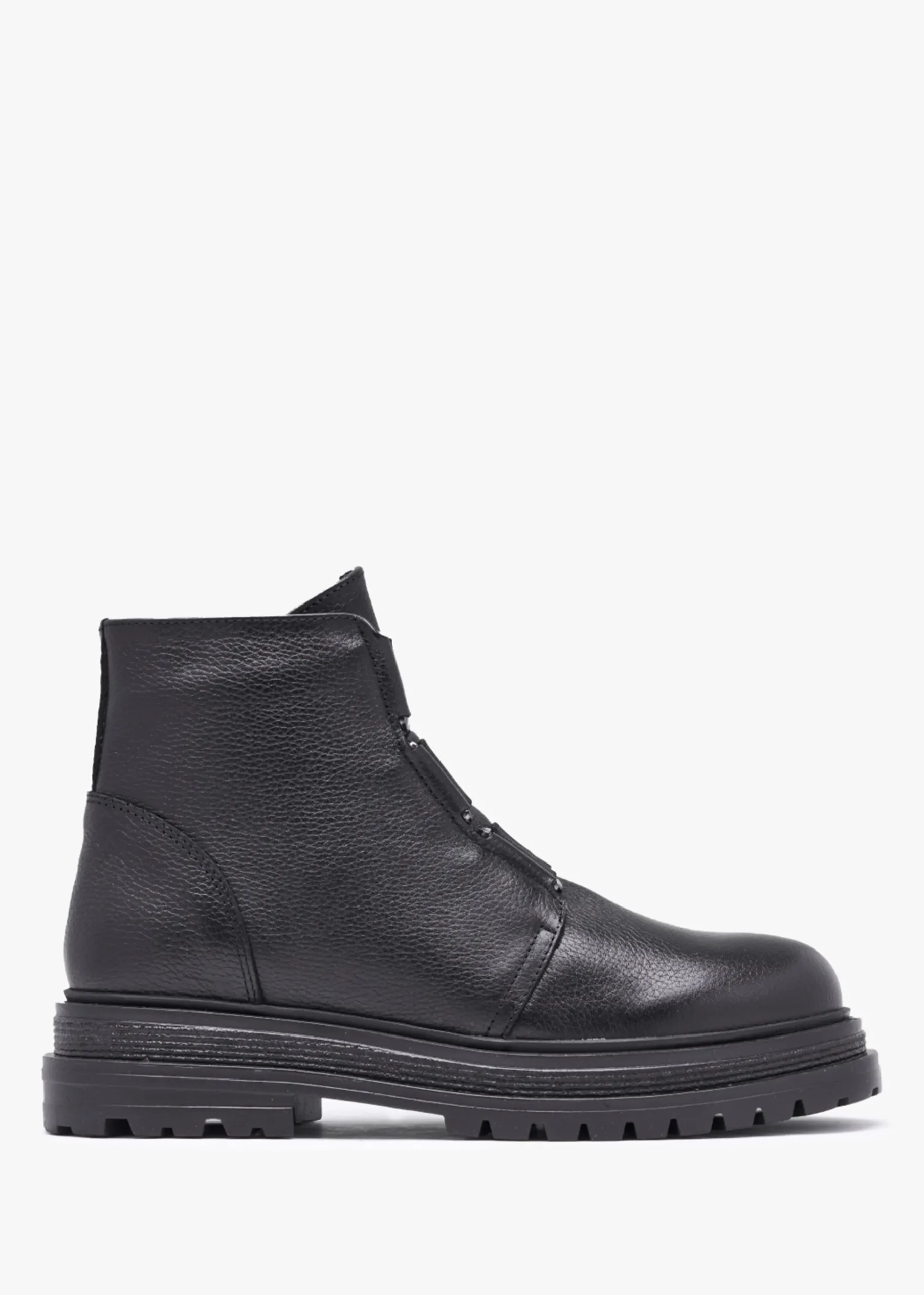 Vulcan Black Leather Ankle Boots