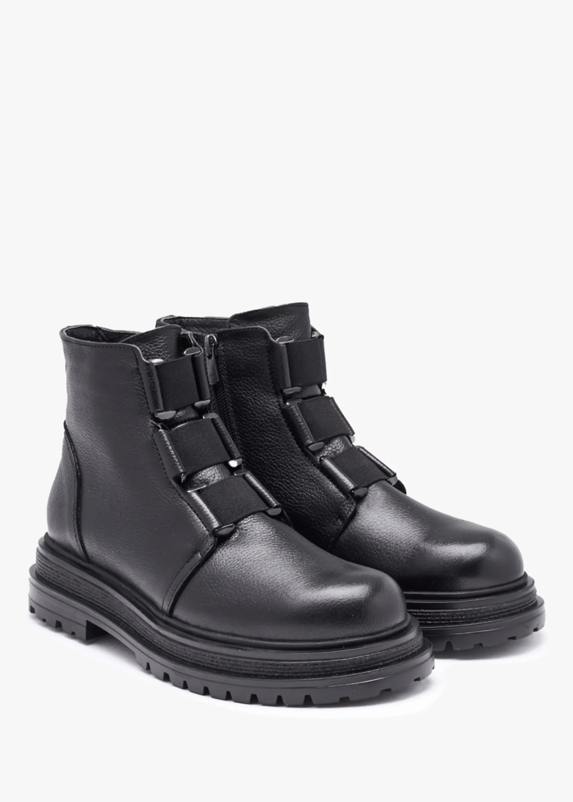 Vulcan Black Leather Ankle Boots