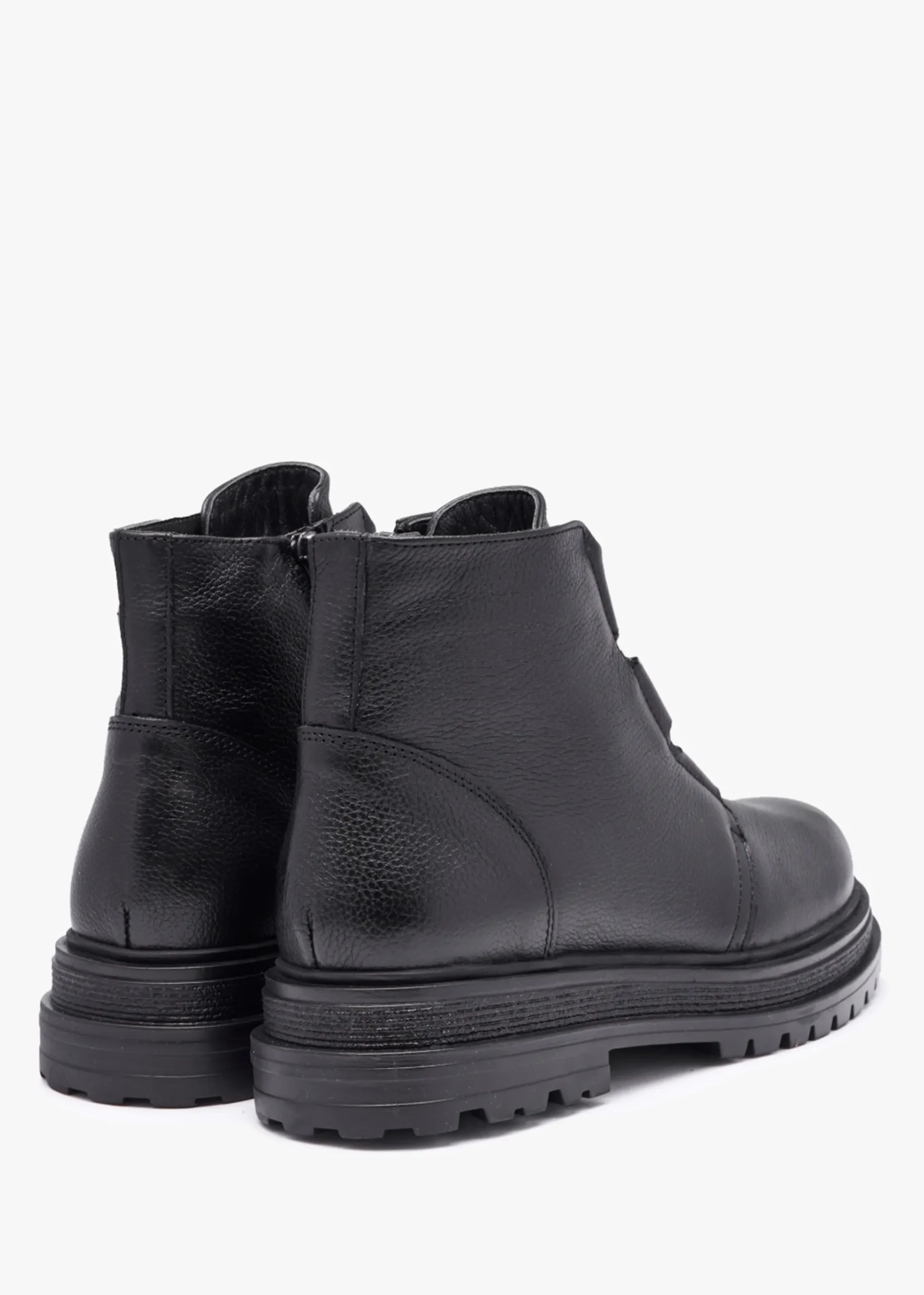 Vulcan Black Leather Ankle Boots