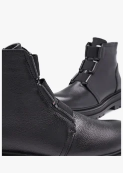 Vulcan Black Leather Ankle Boots