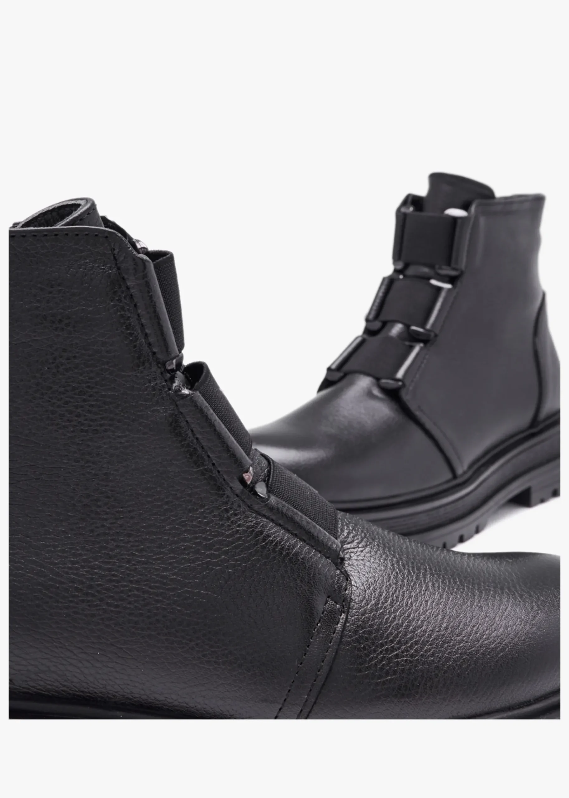 Vulcan Black Leather Ankle Boots
