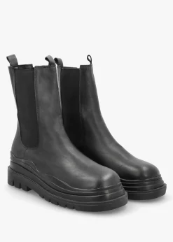 Wavy Black Tall Chelsea Boots