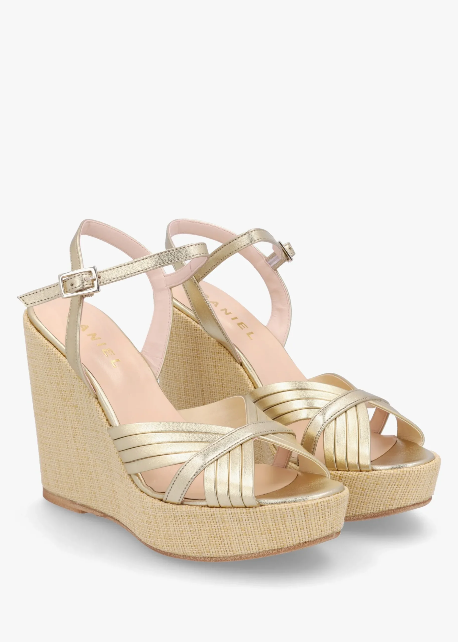 Wejavery Gold Leather Wedge Sandals