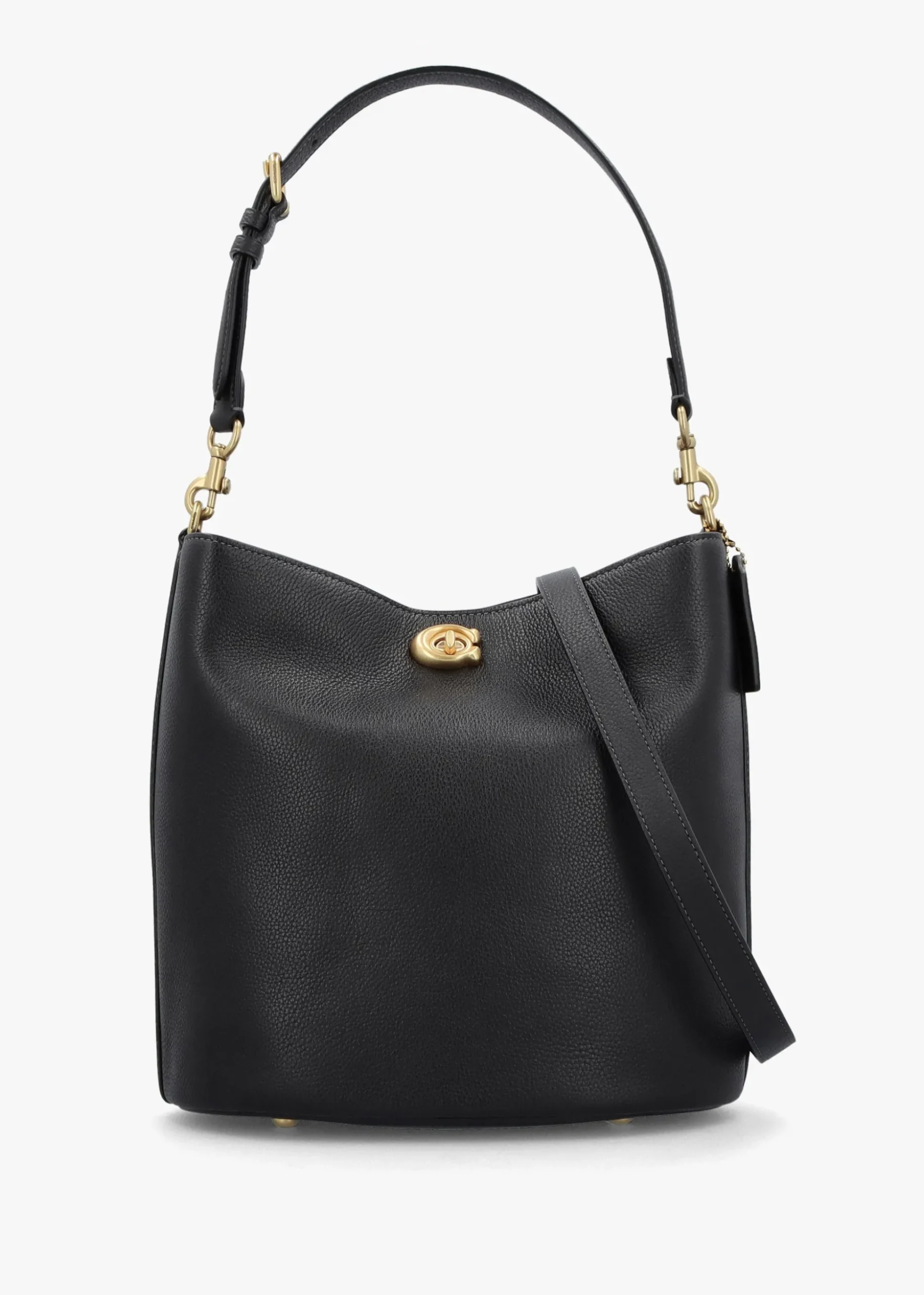 Willow Soft Black Leather Bucket Bag
