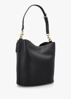 Willow Soft Black Leather Bucket Bag