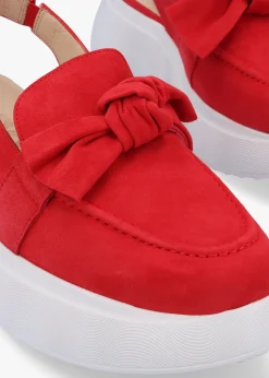 Winger Rojo Suede Knotted Sling Back Moccasins