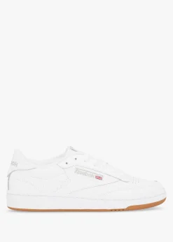 Women's Club C 85 White Light Grey Gum Leather Tennis Trainers