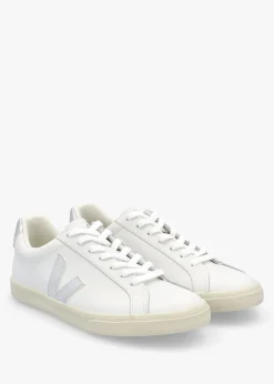 Women's Esplar Logo Extra White Silver Leather Trainers