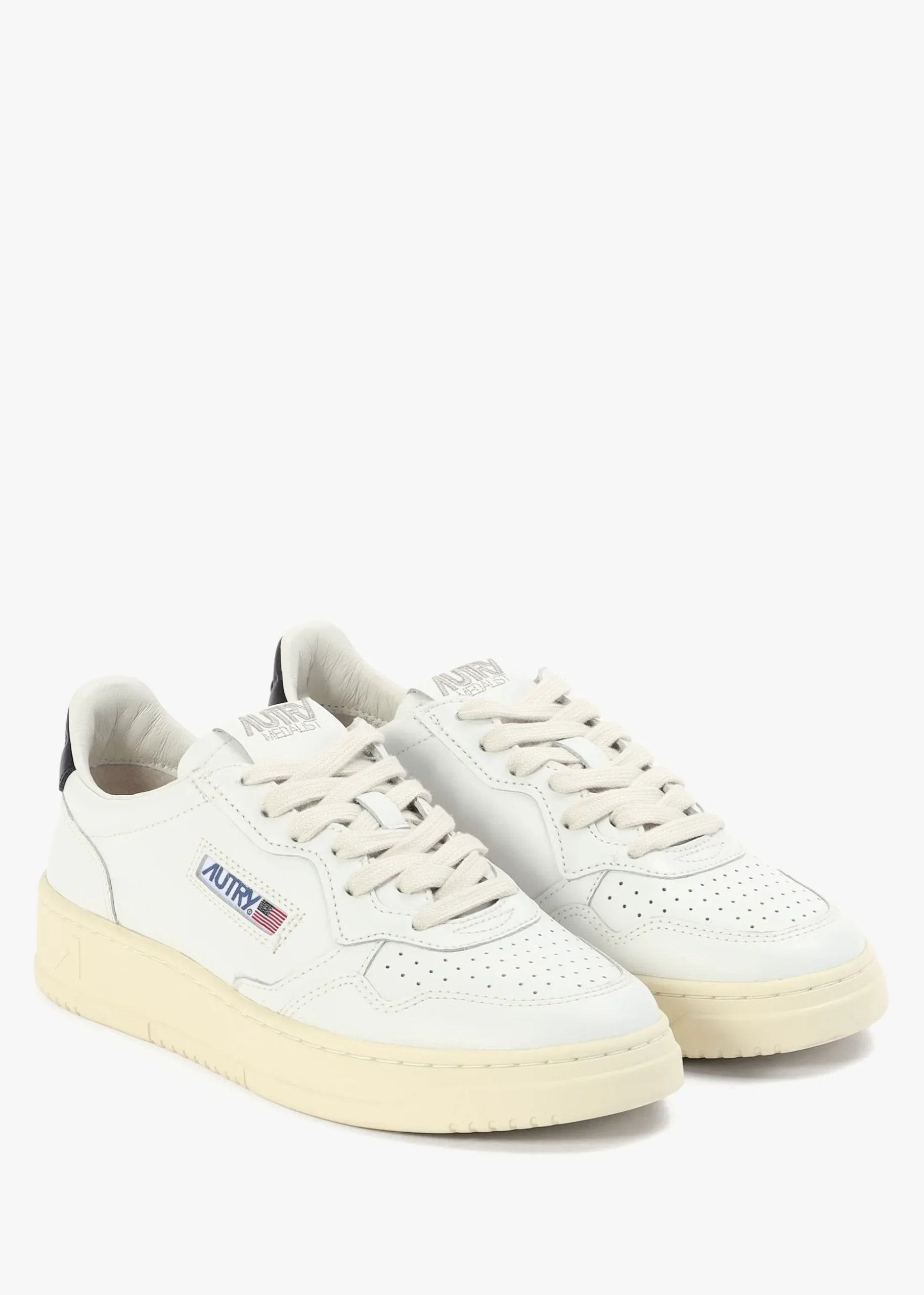 Women's Medalist Low White & Black Leather Trainers