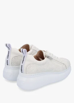 Woperf Off White Leather Perforated Trainers