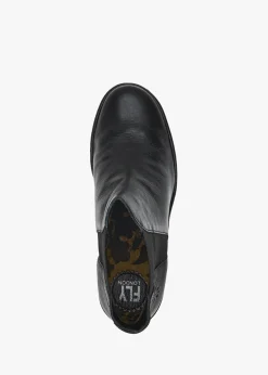 Woss Black Leather Wedge Ankle Boots