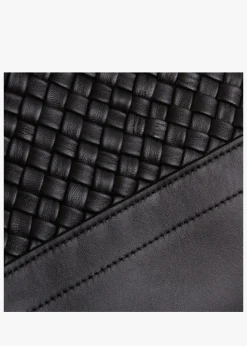 Woven Black Leather Bucket Bag