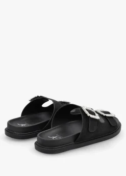 Yazzy Black Suedette Jewel Buckle Mule