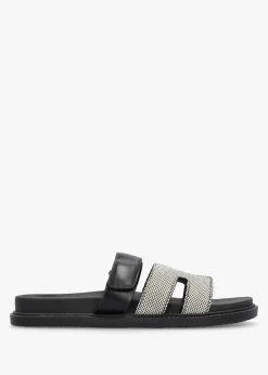 Yemmy Black & White H Bar Flat Mules