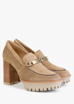 Zest Tan Suede Platform Court Shoes